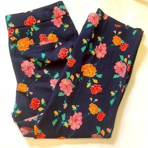 Chico’s | Secret Stretch women’s straight leg navy floral print pants | Size 6